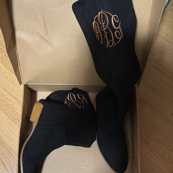 Marleylilly Black Monogram Riding Boots - Picture 3 of 5